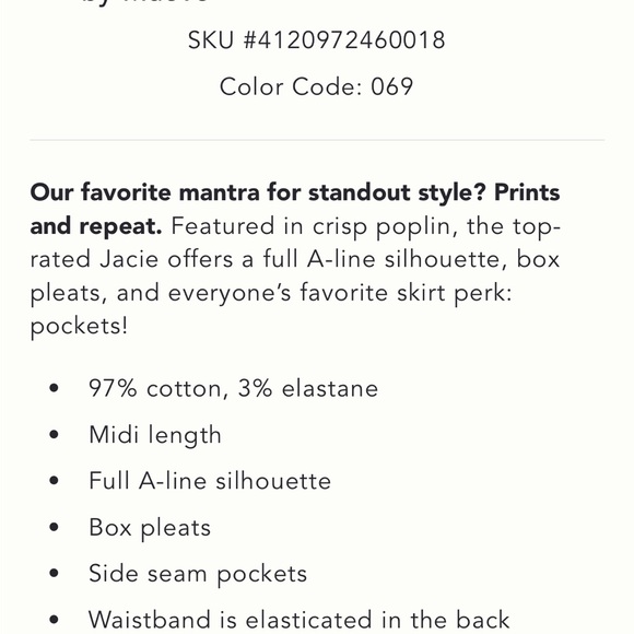 The Jacie Poplin Printed Midi Skirt by Maeve only wore once - Picture 4 of 8